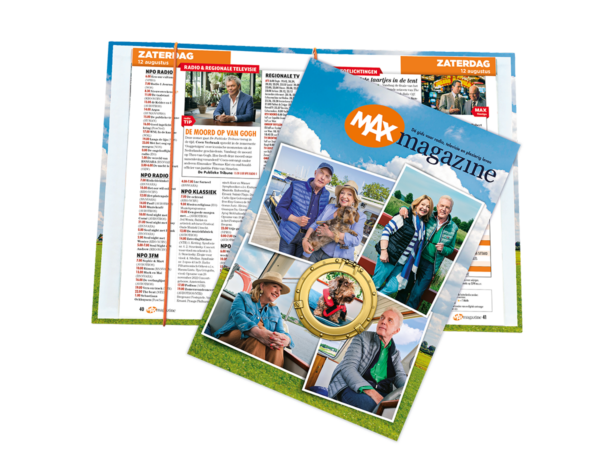 Omslagmap van MAX Magazine met daarop afbeelding van Andre en Janny denkend aan holland