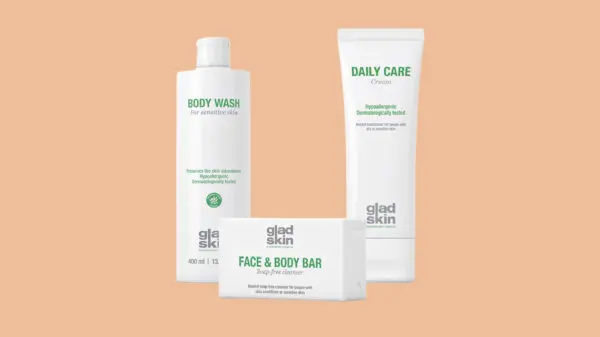 Gladskin-pakket met een Daily Care cream, Body Wash en Face bar