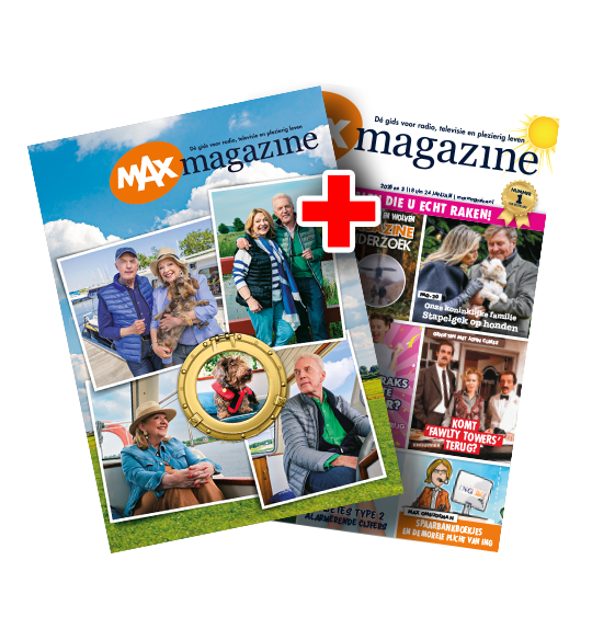 Omslagmap denkend aan holland met fotos van Andre en Janny magazine op de achtergond