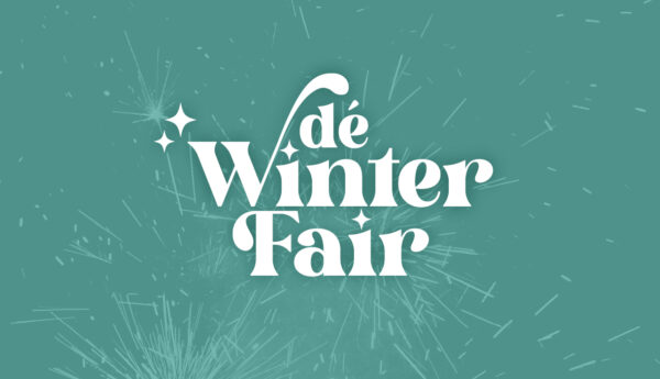 Logo van de winterfair op groene achtergrond