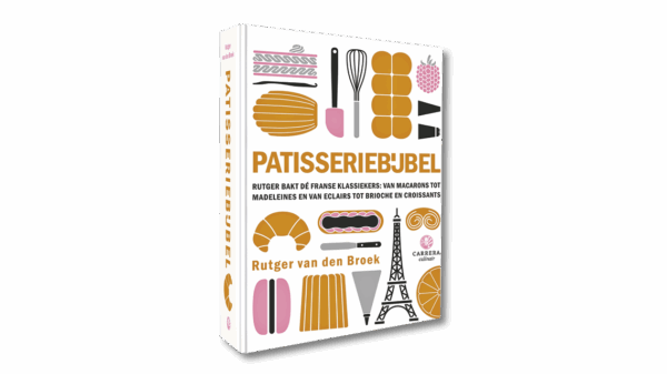De Patisseriebijbel van Rutger van den Broek is hét naslagwerk met ruim 200 geteste recepten en meer dan 30 technieken voor Franse klassiekers zoals macarons en eclairs.